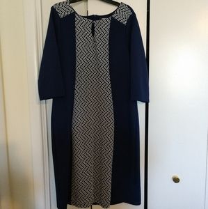 Trinknology Blue + White Midi Dress Size 16